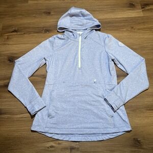Zero Restriction Women's SMALL Ellie Hoodie Blue 1/4 Zip Pullover Logo On Sleeve